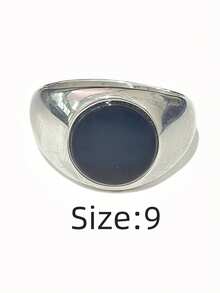 1 pieza Anillo de hombre minimalista casual ovalado, redondo, con diamante de imitación negros, hecho de acero inoxidable 316, chapado en oro de 18K por dentro y por fuera, impermeable e hipoalergénico, adecuado para hombres con estilo minimalista clásico - Anillos ovalados/redondos para hombre - Ver 31