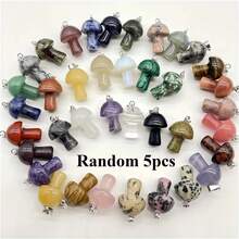 5/10/20/30 Pcs Multi-Color Mini Mushroom Crystal Pendant - Various Natural Stone Decorations, Suitable For Jewelry Making And Decoration, Random Colors - Multicolor - View 13