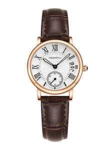 REBIRTH 1条女士时尚真皮腰带，简约学院风罗马刻度显示休闲手表，适合日常佩戴 - 均碼 - 查看 13