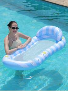 Inflatable Daisy Mesh Floating Sofa With Backrest, Sunshade Canopy, Thick Pool Party Lounge Chair - Multicolor - View 5