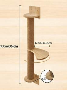 Rotatable Cat Jumping Platform, Wall-Mounted Cat Climbing Pole, Cat Observation Scratching Post, Sturdy And - Apricot - View 5