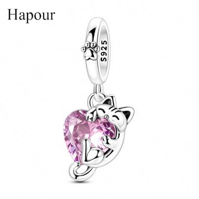 925 Sterling Silver Cute Kitty Pendant, Compatible With Original Bracelet & Necklace, DIY Jewelry, Exquisite Accessory, Birthday Gift For Friends