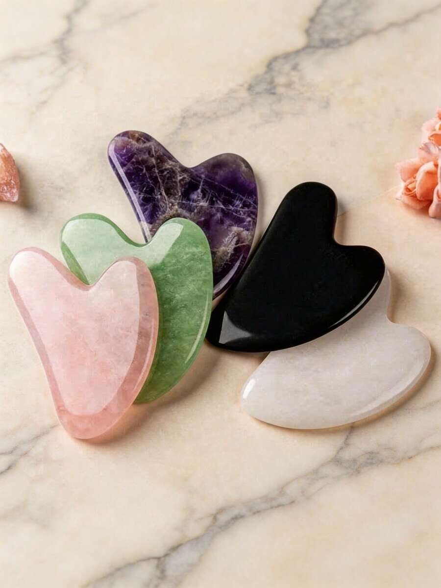 1 pieza Tabla de masaje Gua Sha, Herramienta facial Gua Sha, Herramienta de masaje Gua Sha para la cara, Herramienta de raspado facial y corporal para drenaje linfático, reducción de hinchazón y esculpido, masajeador suave para el cuidado de la piel de la cara, cuello, espalda, hombros y piernas - Multicolor - Ver 1