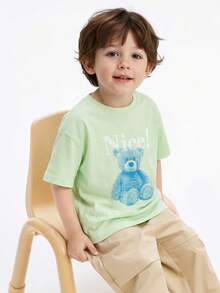 Balabala Kids Graphic T-Shirts, Boys & Girls Short Sleeve Cute & Cool Printed Tops - Pink Green - View 3