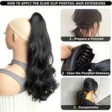 Cola de Caballo rizada larga sintética, pinza de garra resistente al calor, extensión de cabello, peluca diaria fácil de usar para mujeres HQ0C - 10 - Ver 10
