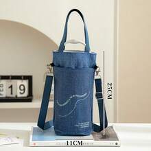 复古牛仔风格 | 多功能水壶包，斜挎水壶套，手机袋，雨伞包，钥匙扣，解放双手携带水壶和手机，时尚实用 - 查看 4