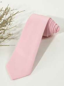 1pc Men's Light Pink Fine Striped Textured Slim Necktie, Suitable For Weddings, Casual, School, Parties, Dates And Other Occasions - Pink - View 5