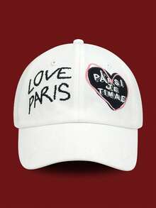 Cotton Letter Embroidered Baseball Cap, Unisex Breathable Curved Brim Round Top Adjustable Sun Visor Hat, Spring - A - View 1