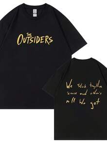 Camiseta de algodón de 180g, diseño de verano con un estilo casual y sencillo inspirado en las, estampado de letras, mangas cortas, cómoda y versátil, adecuada para el uso diario, salidas informales, uso en casa y paseos al aire libre. Sencilla y adecuada para todos, un estilo de nicho a, la primera opción para parejas. - Negro - Ver 12