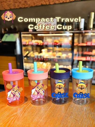 Paw Patrol 1 pieza Botella de agua con pajita de 120z con diseño de dibujos animados de , serie de colores de dopamina, pajita de silicona, a prueba de fugas, resistente al calor, portátil, adecuada para viajes al aire libre, camping, mochila, gran regalo para familia, amigos, estudiantes, cumpleaños, Acción de Gracias, Navidad, Día de la Madre, Graduación