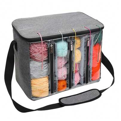1pc Printed Knit Storage Bag, Transparent Design Yarn Storage Bag, Suitable For Crochet Knitting Tools Storage, Craft Accessory Bag, Mother's Birthday Gift