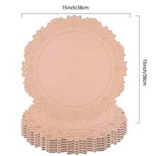 1/6件装加厚复古花卉皮革餐垫，可水洗圆形隔热餐垫，适用于餐桌，适合情人节、母亲节、婚礼、圣诞节、万圣节、感恩节、晚餐、餐厅、酒店、家庭使用。 - 粉色 - 查看 7