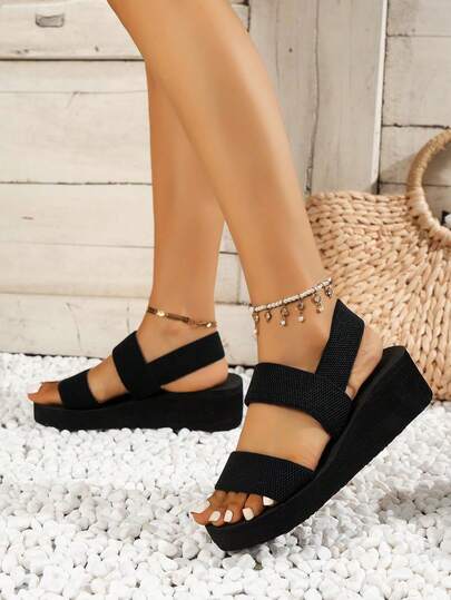 Women's Lightweight Casual Vacation Style Fashion Sandals, EVA Slip-On Minimalist Summer Slides, Round Toe Shoes For Students & Office Workers