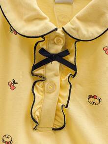 Girls' Classic School Style All-Over Print Short Sleeve T-Shirt, Summer - Yellow - View 5