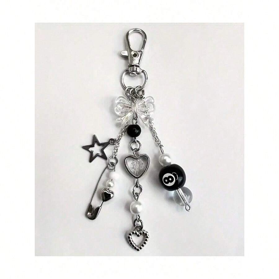 1pc Handmade Resin Bead Keychain, Punk Style Gothic Y2K Aesthetic Key Ring With Lobster Clasp, Fashion Vintage Pendant For Women Girls, Cute Bag Charm & Car Key Decor, Stylish Daily Accessory For Backpacks, Handbags & Bags, Perfect Personality Decoration For Casual Streetwear, School, Work & Going Out, Ideal Creative Gift For Friends, Family & Fashion Lovers, Unique Handmade Accessory For Everyday Use - 彩色 - 查看 1