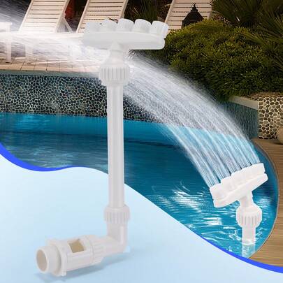 5-Nose Pool Fountain, 360-Degree Rotating Nozzle, Adjustable Water Jet Height And Direction, Suitable For Swimming Pools, Spas, Ponds, Summer Wave Pools, Compatible With 1.5-Inch Threaded Backflow Nozzle Fittings, White, 1-Piece