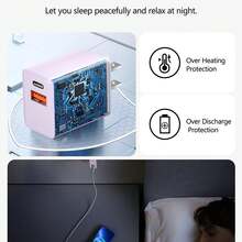 USB-C墙充，20W耐用双口QC+PD 3.0快充适配器，双快充插头，兼容 14/15/16/17 Pro/Pro Max/Plus、XS/XR/X、 Series 8/7，紫色 - 淡紫色 - 查看 8