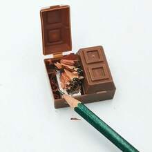 Creative Chocolate-Shaped Pencil Sharpener With Eraser, Student & Office Supplies - A - View 7