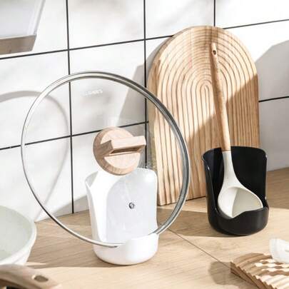 1pc Countertop Draining Pot Lid Rack, Kitchen Ladle Storage Rack, Thick Cutting Board Holder