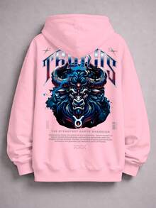 Unisex Oversized Street Style Taurus Zodiac Sweatshirt Ref4720 - Pink - View 6