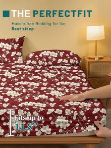 1 bộ ga trải giường bằng cotton đã qua xử lý, họa tiết hoa tối giản hiện đại, dùng cho phòng ngủ, bao gồm tấm bảo vệ nệm và bộ chăn ga gối (không bao gồm vỏ gối). - Nhiều màu - Xem 4