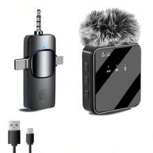 3 In 1 Microphone For IPhone/Android/Camera, Wireless Microphones, 328ft Transmission, 18H Battery Life, Mini Microphone For Record Interview, Vlogs, Tiktk - 查看 2