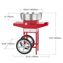 elektrische Zuckerwattemaschine kommerzielle Zuckerwattegeräte mit Wagen (1000 W) mit 52 cm Edelstahlschüssel & Zuckerschaufel & Schublade, perfekt für Kindergeburtstage Familienfeiern Rot - Mit Wagen, Rot - Übersicht 10