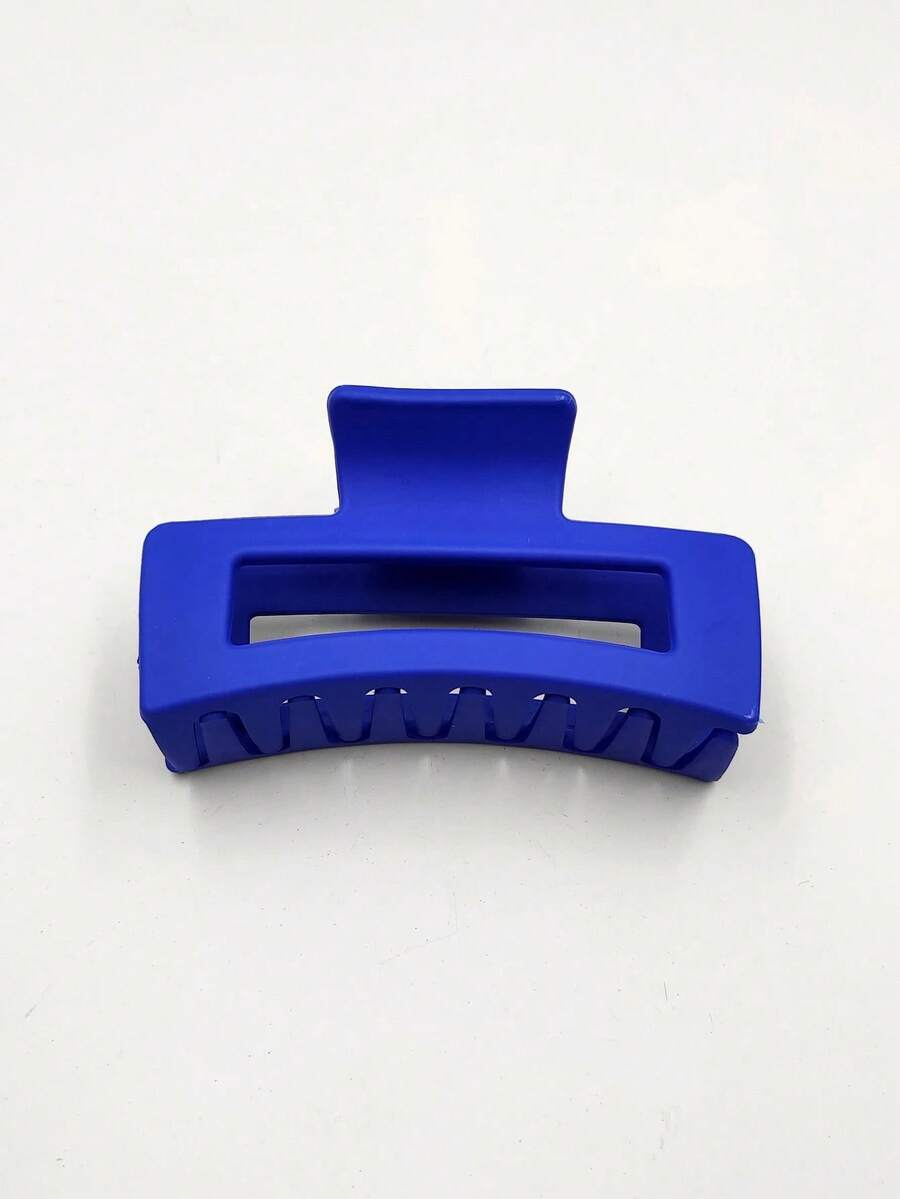 1个哑光塑料镂空长方形发夹，8.5厘米，适合日常佩戴 - 寶藍色 - 查看 1
