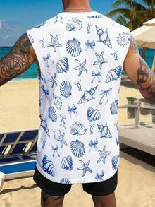 男士贝壳印花休闲无袖背心 - 彩色 - 查看 5