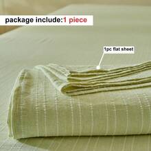 1pc Light Green Cationic Jacquard Vertical Striped Bedsheet, Minimalist Modern Style, Suitable For All Seasons, Soft & Breathable, Machine Washable - Green - View 4