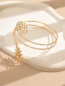 1 st överdrivet lyxigt armband med öppen manschett för kvinnor - gyllene - Visa 2