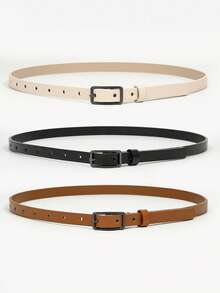3pcs Gun Black Buckle Fashionable Decorative Thin Rectangular Buckle Set For Belt - Multicolor - View 7