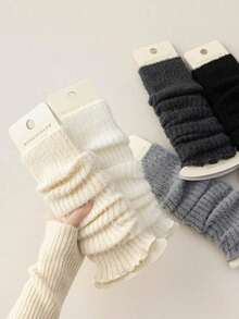1/2/4 Pairs Women Fluffy Warm Thickened Leg Warmers, Versatile Autumn/Winter, Fashion Minimalist Leg Warmers, Knee High Leg Warmers, Cozy - 多色 2 - 查看 8