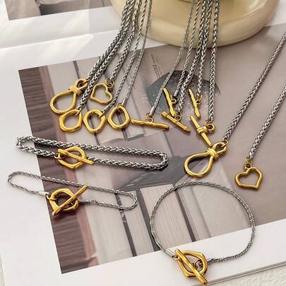 1 pieza Collar de punto grueso con hebilla de acero de titanio con diseño geométrico del símbolo del infinito y corazón, elegante y de lujo, diseño exquisito y llamativo, personalizado, para mujeres, hermanas, parejas, regalo perfecto para citas diarias, fiestas, vacaciones, uso en la playa