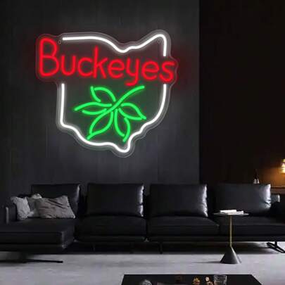Buckeyes LED Neon Sign, USB Powered Multi-Color Wall Hanging Neon Light, Switch Control, Multipurpose Decoration For Bedroom, Party, Man Cave, Living Room, Halloween, Christmas - No Battery Required