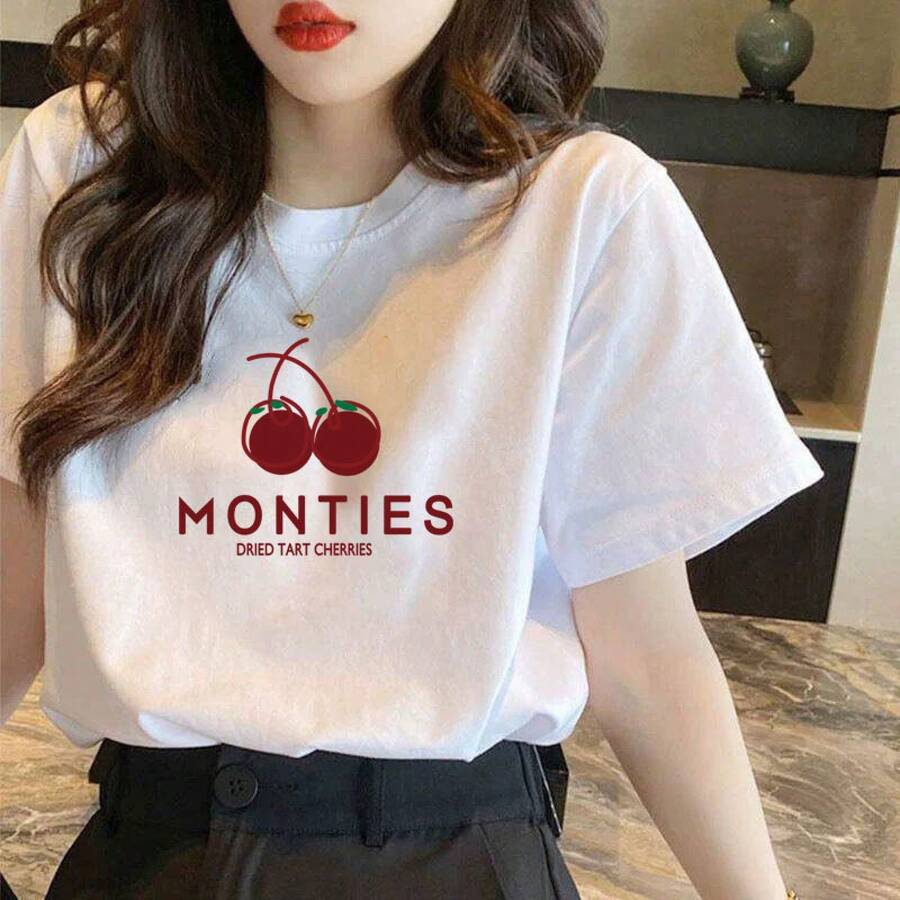 Women T-Shirts - Áo thun ngắn tay 100% cotton - Màu anh đào - Xem 1