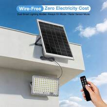 Split-Type Solar Street Lamp, Suitable For Both Outdoor And Indoor Lighting. Super Bright LED Floodlight. Operates From Dusk To Dawn. Suitable For Courtyards, Garages, Parking Lots. Powered By Solar Photovoltaic Panels. - 投光燈-84LED-單一 - 查看 1