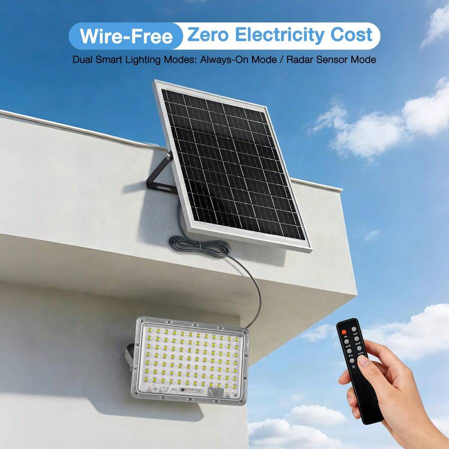 Split-Type Solar Street Lamp, Suitable For Both Outdoor And Indoor Lighting. Super Bright LED Floodlight. Operates From Dusk To Dawn. Suitable For Courtyards, Garages, Parking Lots. Powered By Solar Photovoltaic Panels. - 投光燈-84LED-單一 - 查看 1