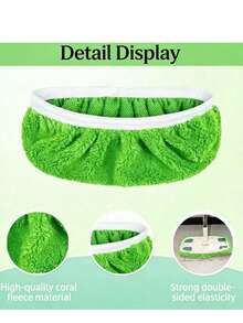 Reusable Washable Replacement Pads Compatible With Flat Mop, Slouchy Mop Accessories - Green - View 4