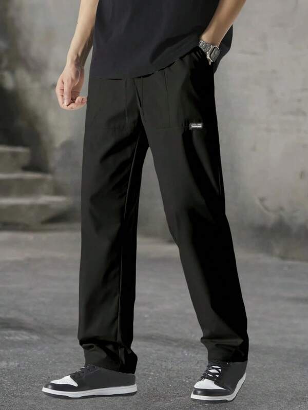 Men's Outdoor Sports Pants, Straight Leg Jogging Pants, Casual Drawstring Waist Lightweight Sports Trousers, Spring/Summer