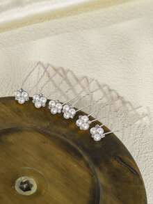 6件套简约优雅水晶珍珠U型发夹，手工制作新娘伴娘婚礼发饰 - 彩色 - 查看 7