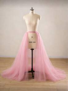 女士可拆卸裙摆，黑色、白色、红色、浅蓝色、粉色、香槟色可选，薄纱面料，前开式哥特风格拖尾，双层或四层薄纱拖尾，前开式半裙摆，150厘米长装饰裙，法式可拆卸裙摆，舞台表演裙，半遮盖式连体薄纱裙，透视薄纱衬裙，可爱迷你薄纱裙，洛丽塔衬裙，适合婚礼、宴会、演出、派对、摄影、角色扮演装饰裙、万圣节节日服装配饰。 - 彩色 - 查看 17