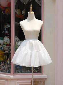 Adjustable Lolita Petticoat, 80cm/70cm/60cm/40cm/30cm Length, 2-Layer/4-Layer Crystal Tulle Underskirt, Soft Girl Fluffy Skirt, Suitable For Wedding, Party, Cosplay - 彩色 - 查看 6