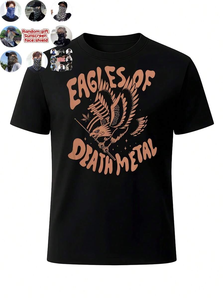 Men's 100_ Cotton T-Shirt With High-Quality Graphic Print, Modern Bird In Flight Design, Casual And Comfortable Style For Everyday Wear