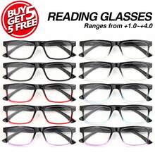 10pcs Classic Square Reading Glasses, Black Frame With Gradient Transparent Colors, Comfortable Ultra-Light Frames, Affordable For Daily Reading - 2 Black + 2 Black and White + 2 Red + 2 Blue + 2 Purple - View 7