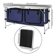 Folding Camping Table, Foldable & Portable Camping Table, Folding Camping Table With Adjustable Legs - Black - View 3