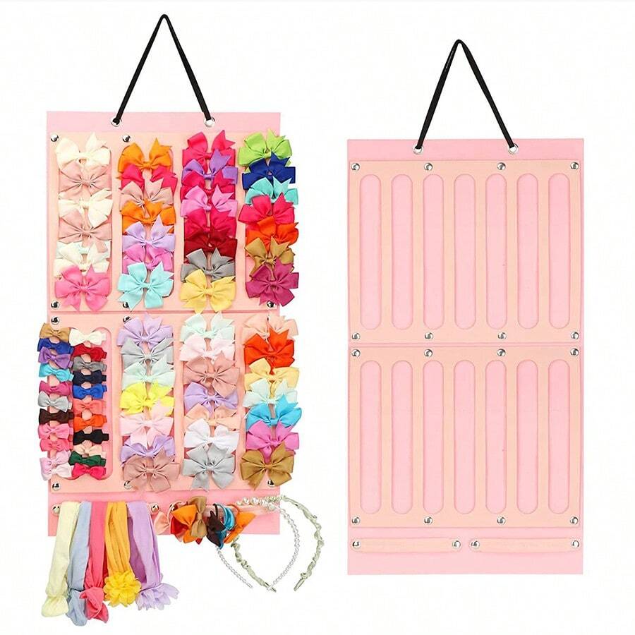 1 Piece Hair Bows Holder & Organizer With Extra Large Capacity For Baby And Girls' Rooms - Wall Hanging Head Bows Rack Display With Sturdy Rope, Fits 16/27 Ribbons, Ideal Hair Accessory Storage And Display, Neatly Showcases Bow Collections, Great Wall Mount Solution For Dresser Corner, Perfect For Spring Makeover, Daily Styling, And Easy Accessory Organization - Multicolor - View 1