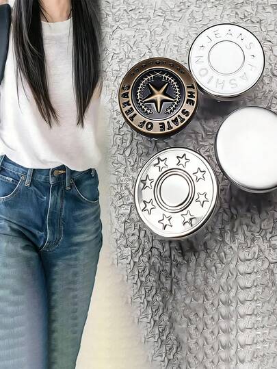 10/20pcs Nail-Free Adjustable Jeans Button Set, Seamless Removable Denim Buttons, Waist Tightener For Pants & Jeans, No Sewing Required