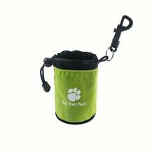 Dog Treat Bag With Clips - Portable And Durable Polyester Pet Training Bag, Dog Walking Bag, With Paw Print Design, Drawstring Zipper, Perfect For Carrying Snacks And Dog Treats With You. - 綠色 - 查看 12