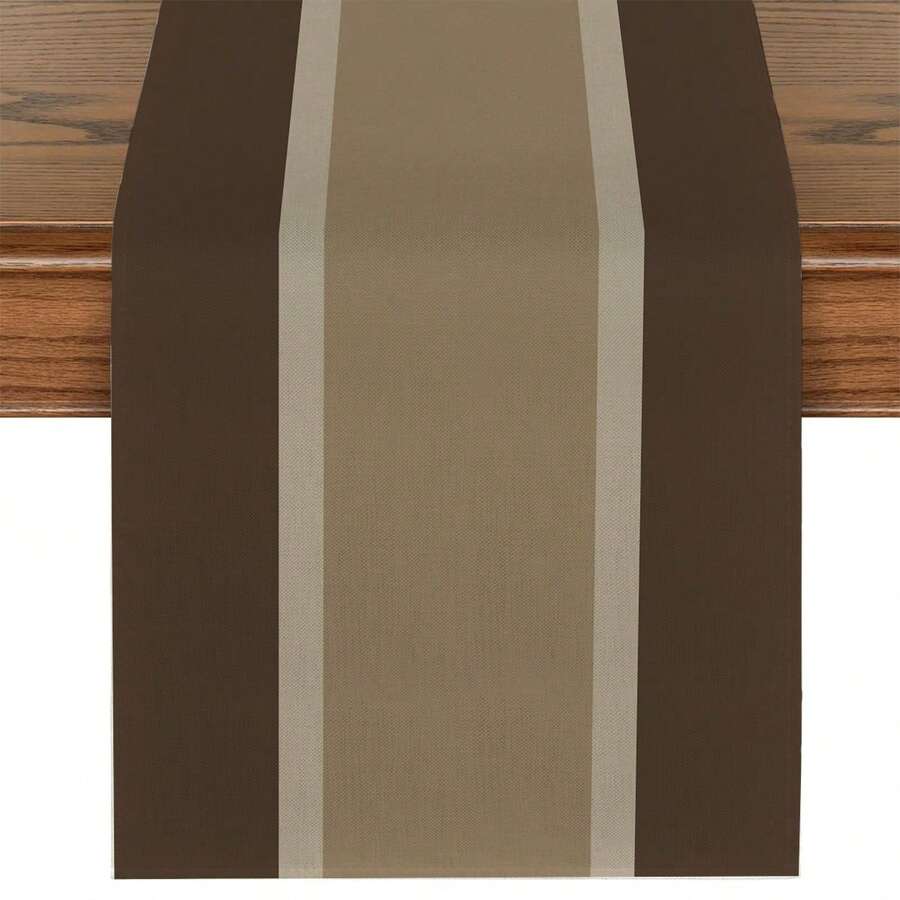 1pc Linen-Like Table Runner, Modern Living Room & Dining Table Mat, Washable, Suitable For Kitchen, Dining Table, Party, Wedding Decoration, Vintage Look, Applicable For Entryway, Family Gathering, Coffee Table, Living Room - Brown - View 1